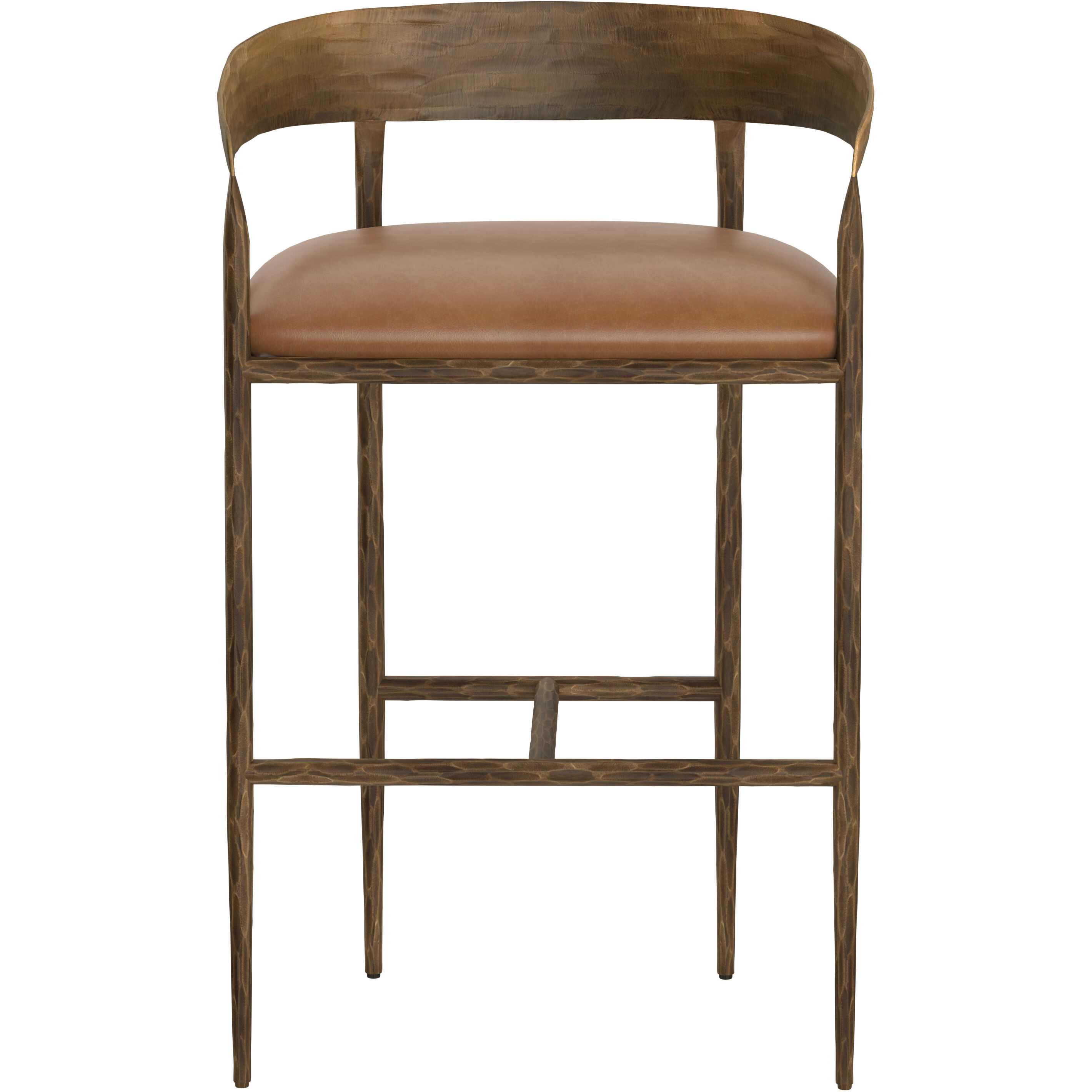 Zanatta 38.75 inch Tan Leather Barstool